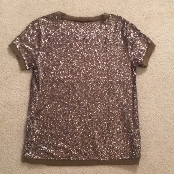 Olive green sequin T shirt - like new! - Picture 3 of 7